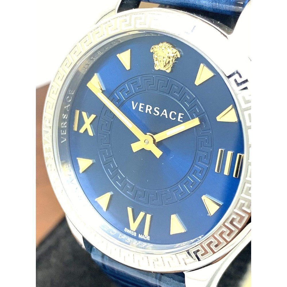 Versace Wome'ns Watch VE2S00122 Hellenyium Swiss Quartz Blue Dial Leathe…